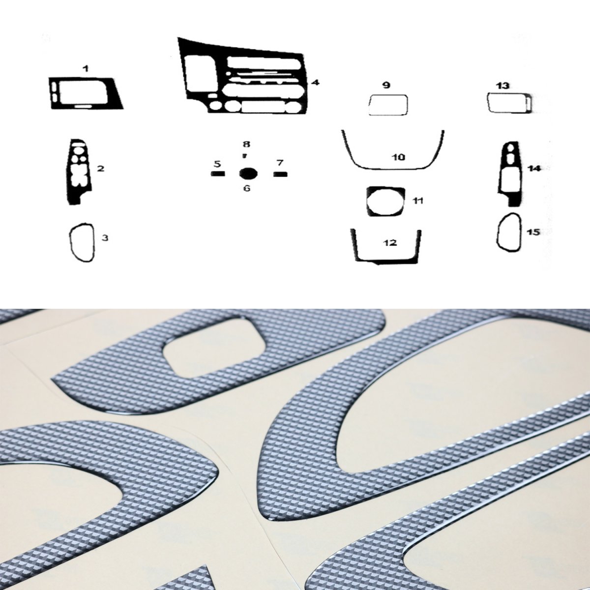 Honda Civic Dashboard Kit - Omac - 15 Pcs. - Carbon - '06-'11